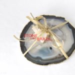 Crystal Druze Wine Kit Stopper + Golden Agate Plate Holder - Utensils