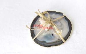 Crystal Druze Wine Kit Stopper + Golden Agate Plate Holder - Utensils
