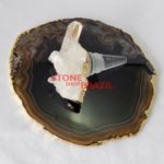 Crystal Druze Wine Kit Stopper + Golden Agate Plate Holder - Utensils