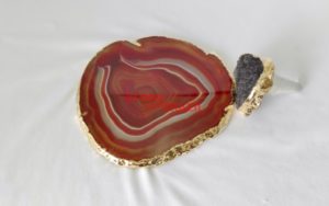 Amethyst Druse Wine Kit  Stopper  + Golden Agate Plate Holder - Utensils - Image 2