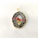 Agate Geode Slice With Dangle Point  - Pendants