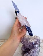 Rose Quartz Bird with Amethyst Base - Home Decor - Image 2