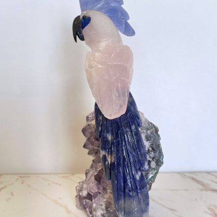 Rose Quartz Bird with Amethyst Base - Home Decor